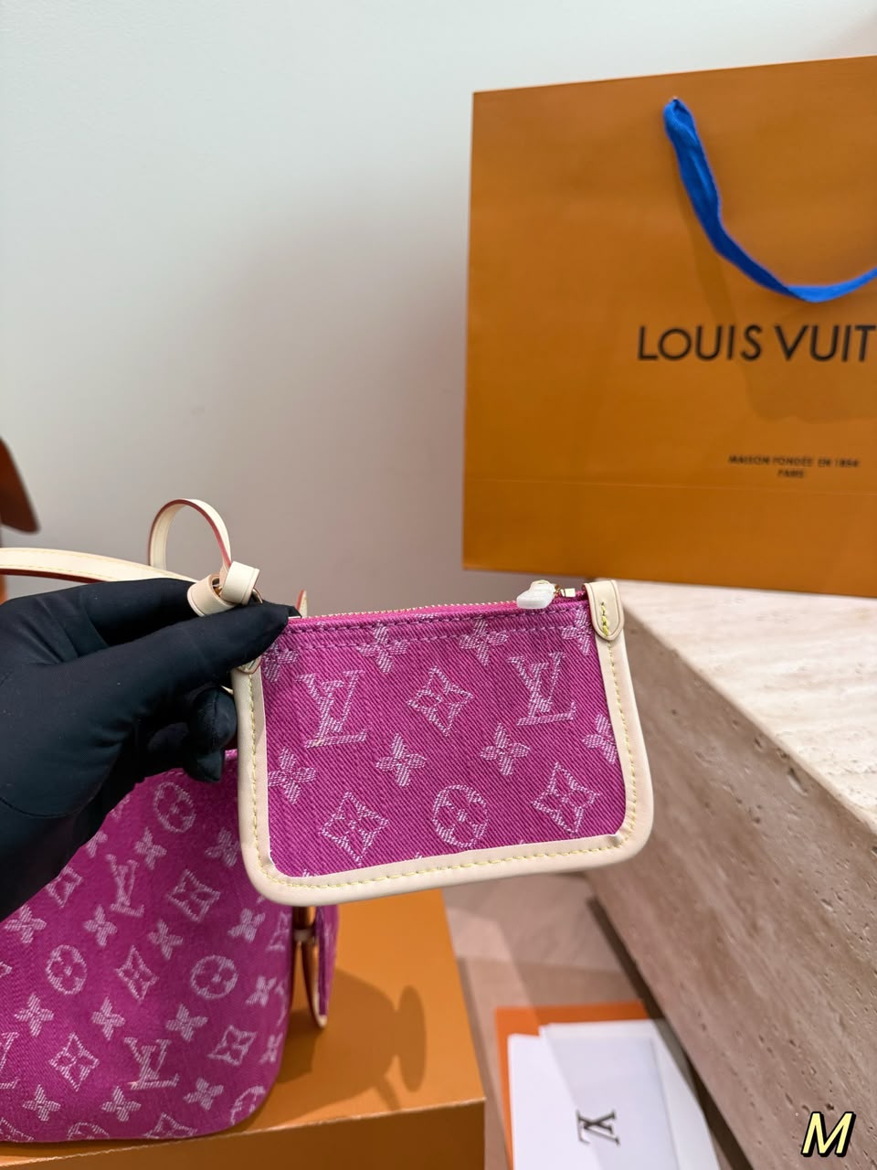 Louis Vuitton All In BB Bag Fuchsia Denim Fabric 16cm M27626