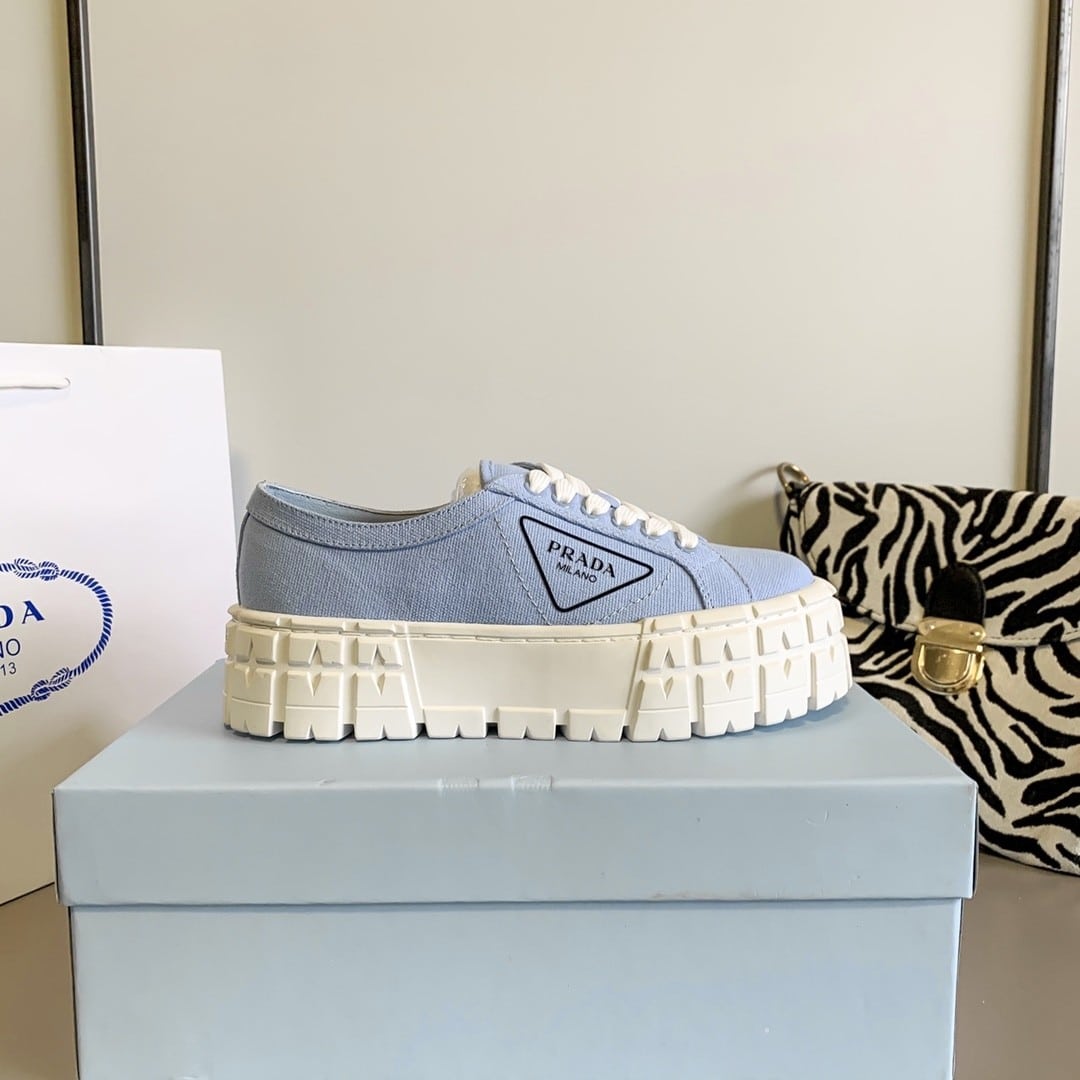 Prada Double Wheel Nylon Gabardine Sneaker Light Blue 1E260M3Lfxf0591F050