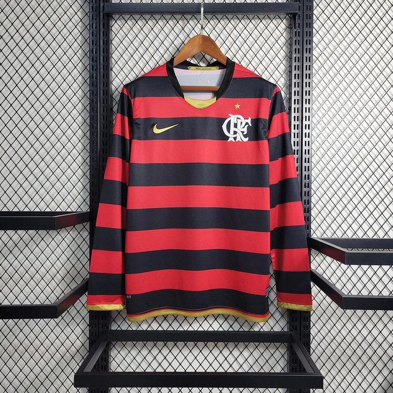 Retro 2008-09 Flamengo Home Long Sleeve   Football jersey retro