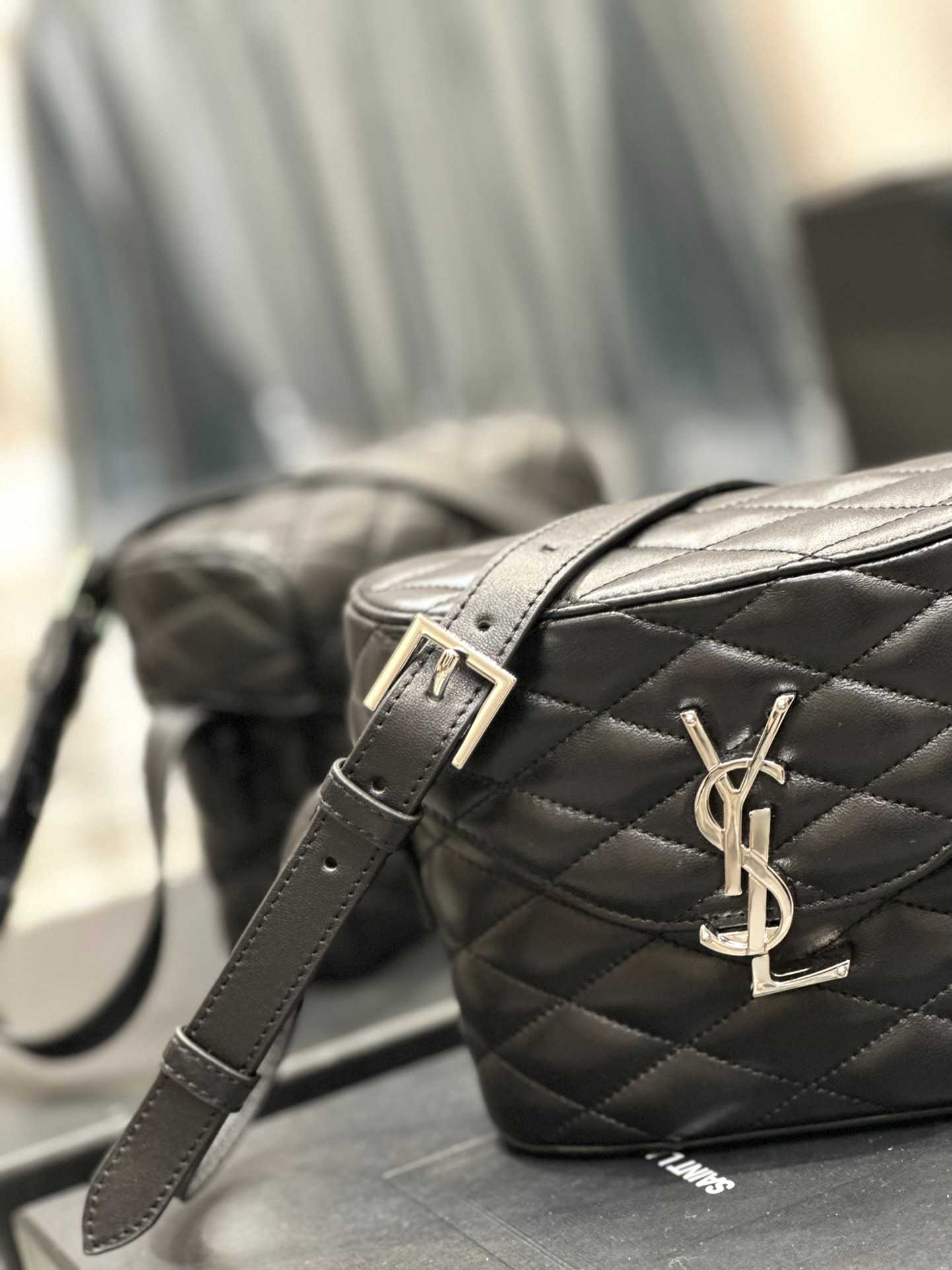 Saint Laurent June Box Bag In Quilted Black