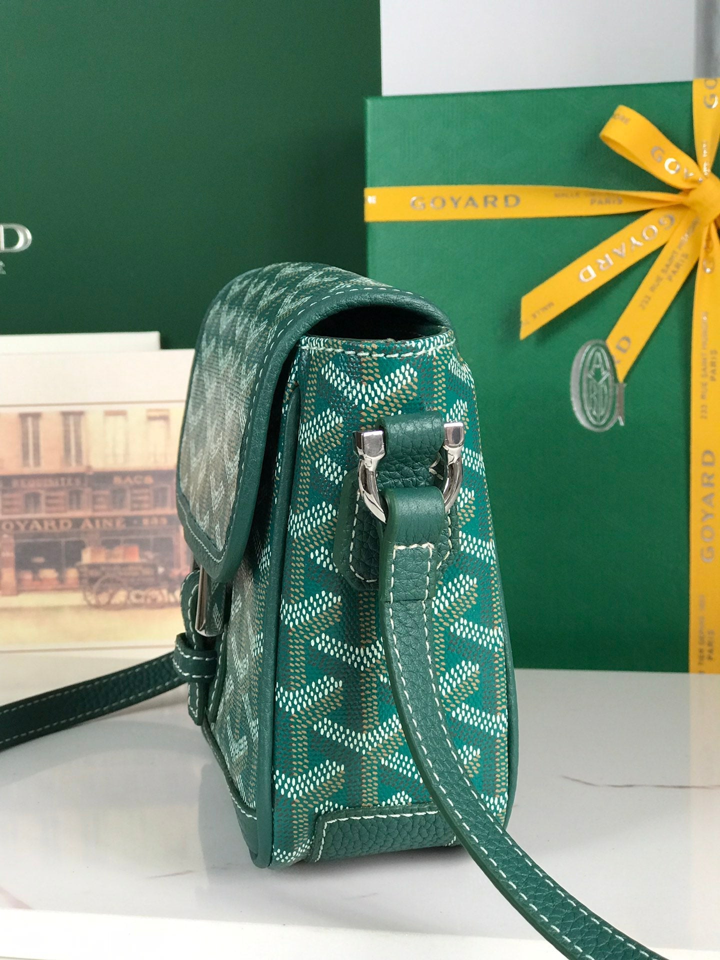 Goyard Grand Bleu 16 Cm Green Goyardine Canvas And Lambskin