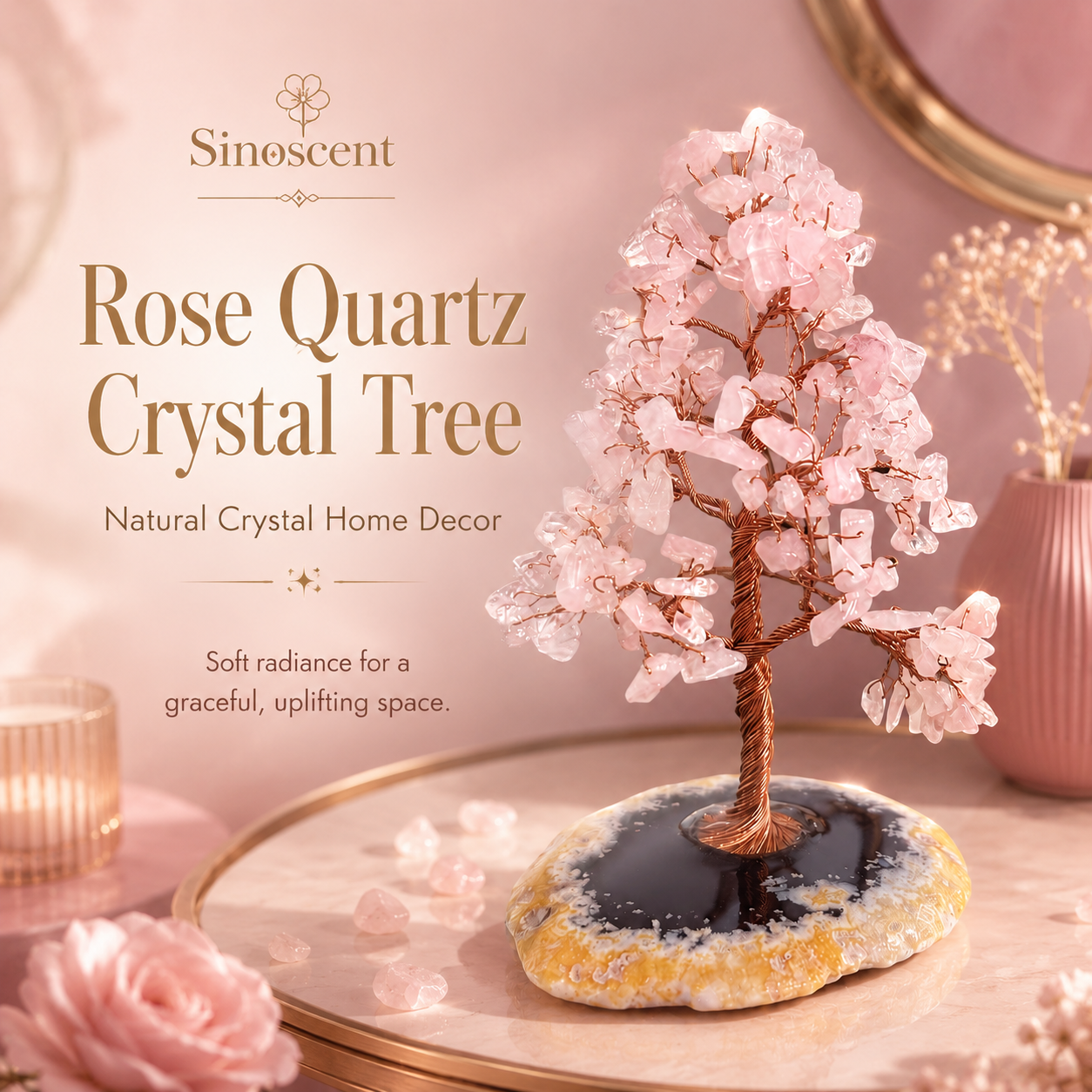 RoseQuartzCrystal Tree
