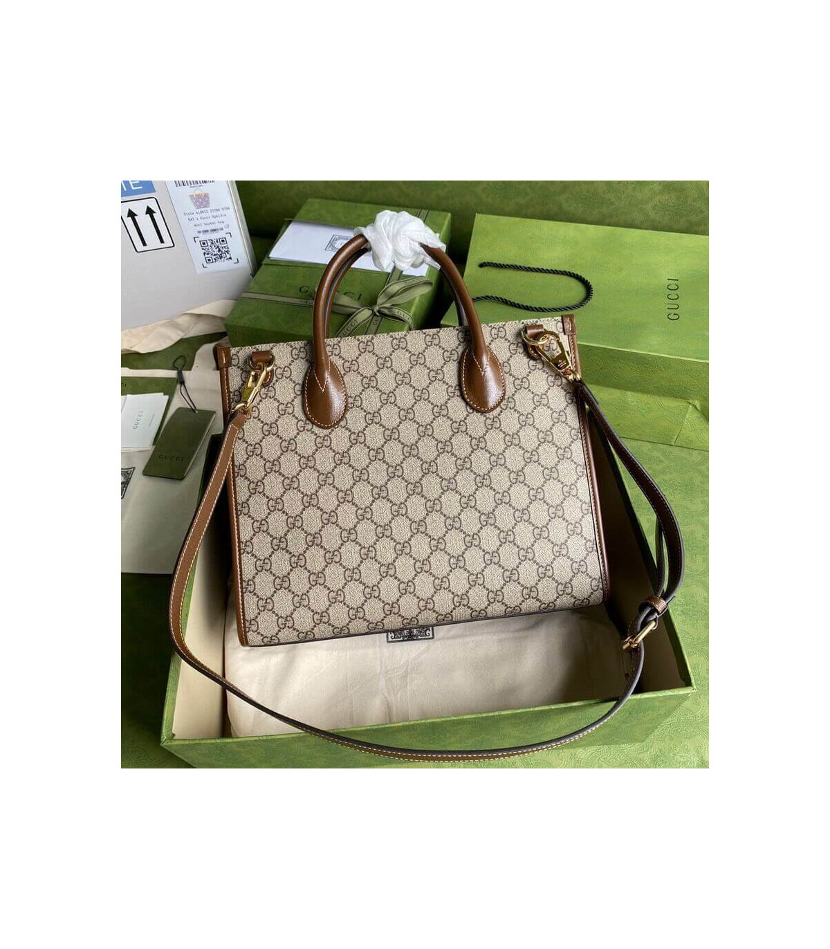 Gucci Tote Bag Small GG Supreme Marrone 31cm