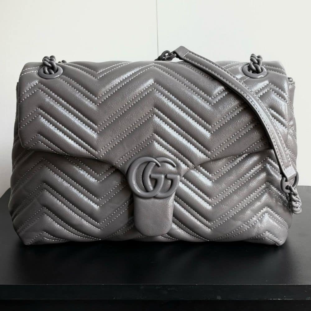 Gucci Marmont Medium Shoulder Bag Gray 31Cm