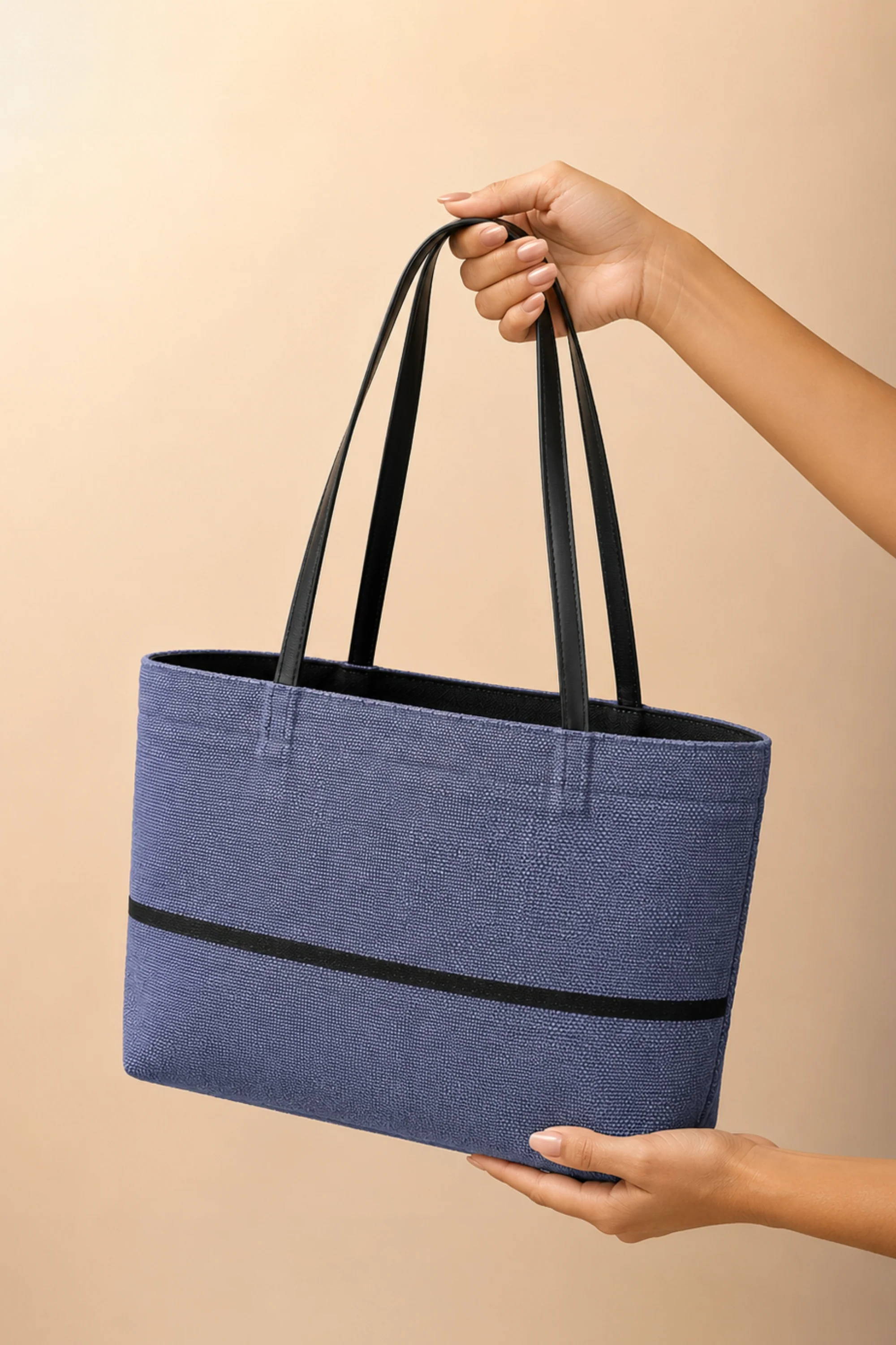 Navy Jute Tote Bag