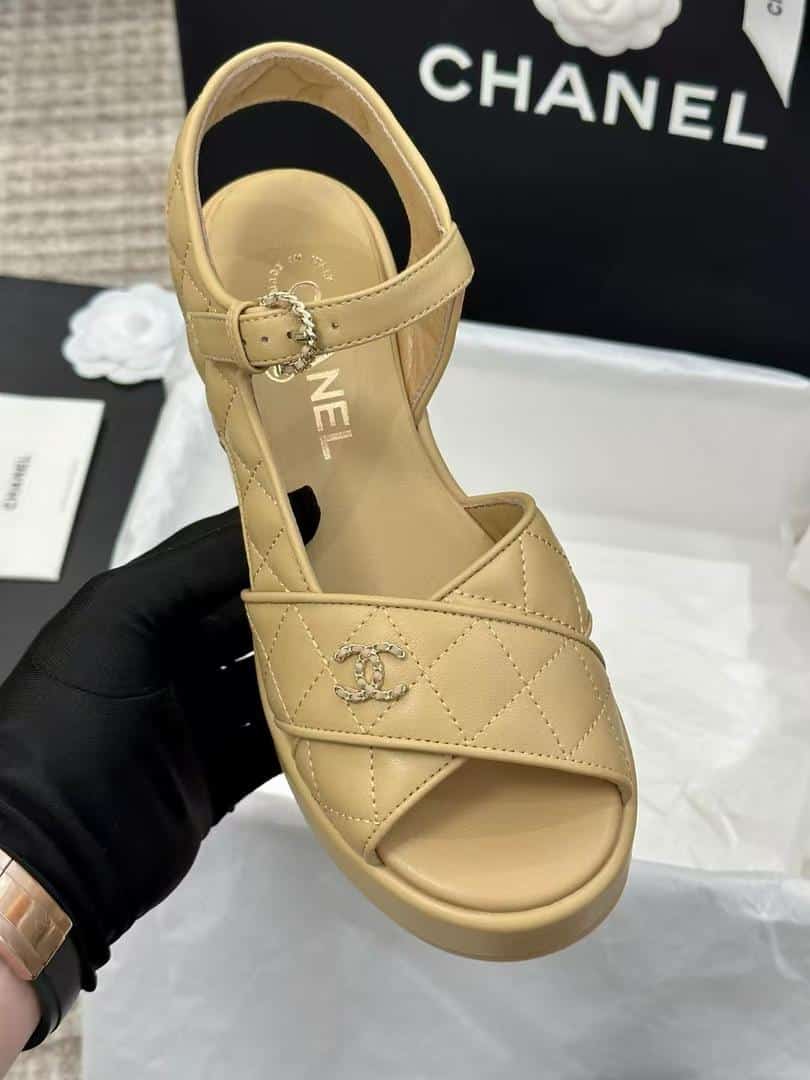 Chanel Quilted Sandals Beige G39918