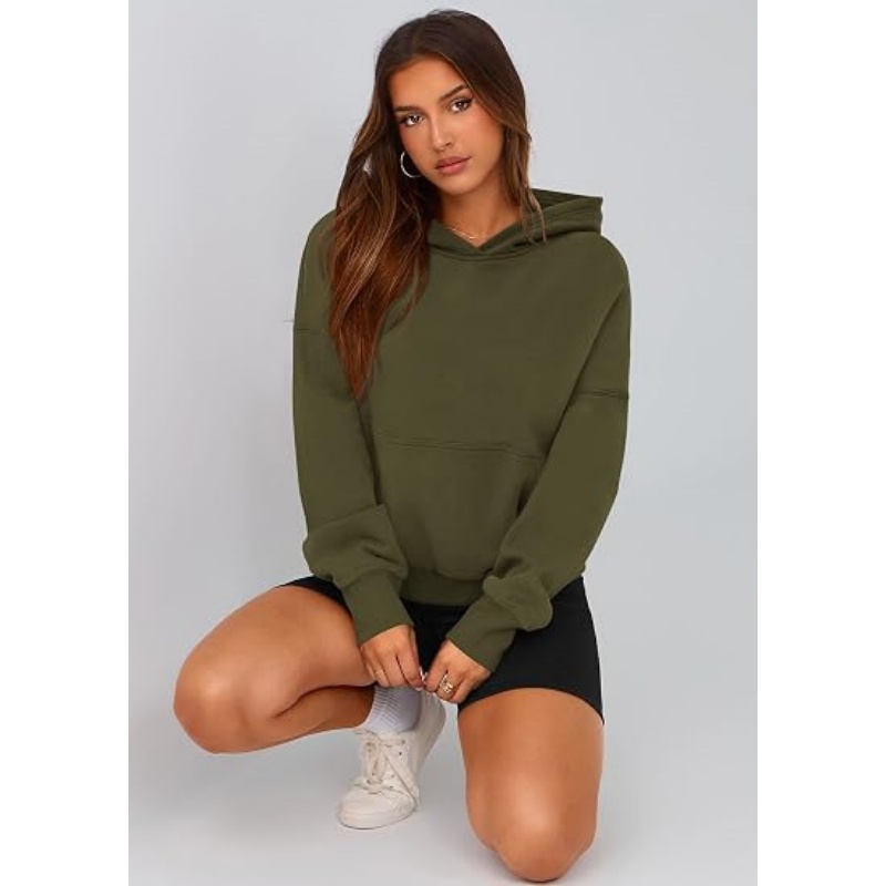 Women's Fall Half Zip Cropped Hoodie Sweatshirt