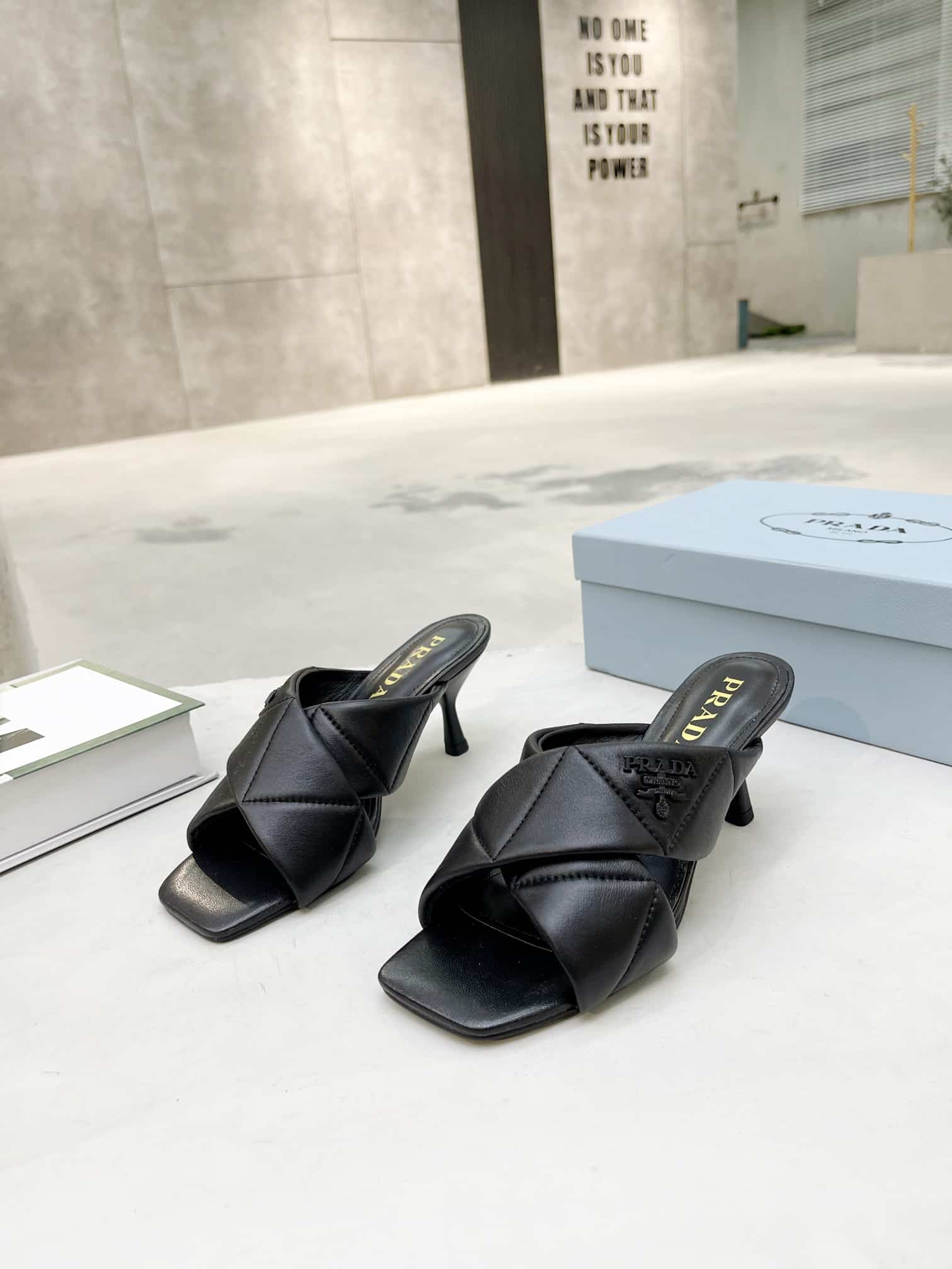 Prada Black Quilted Leather Mule