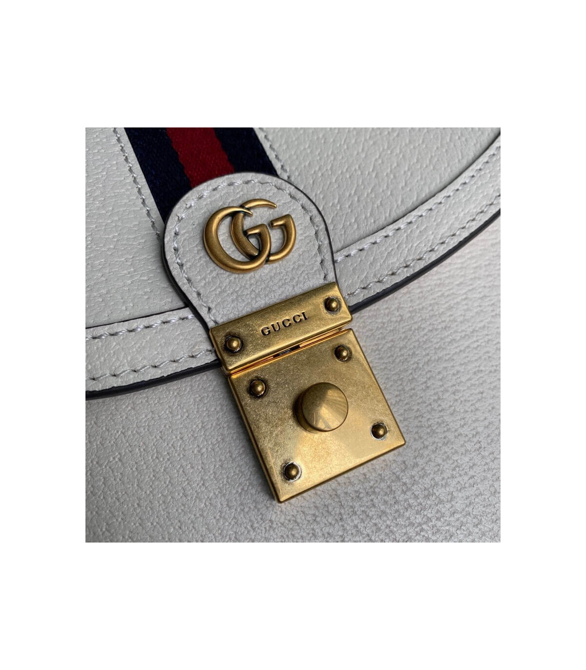 Gucci Ophidia Leather Small Top Handle Bag With Web