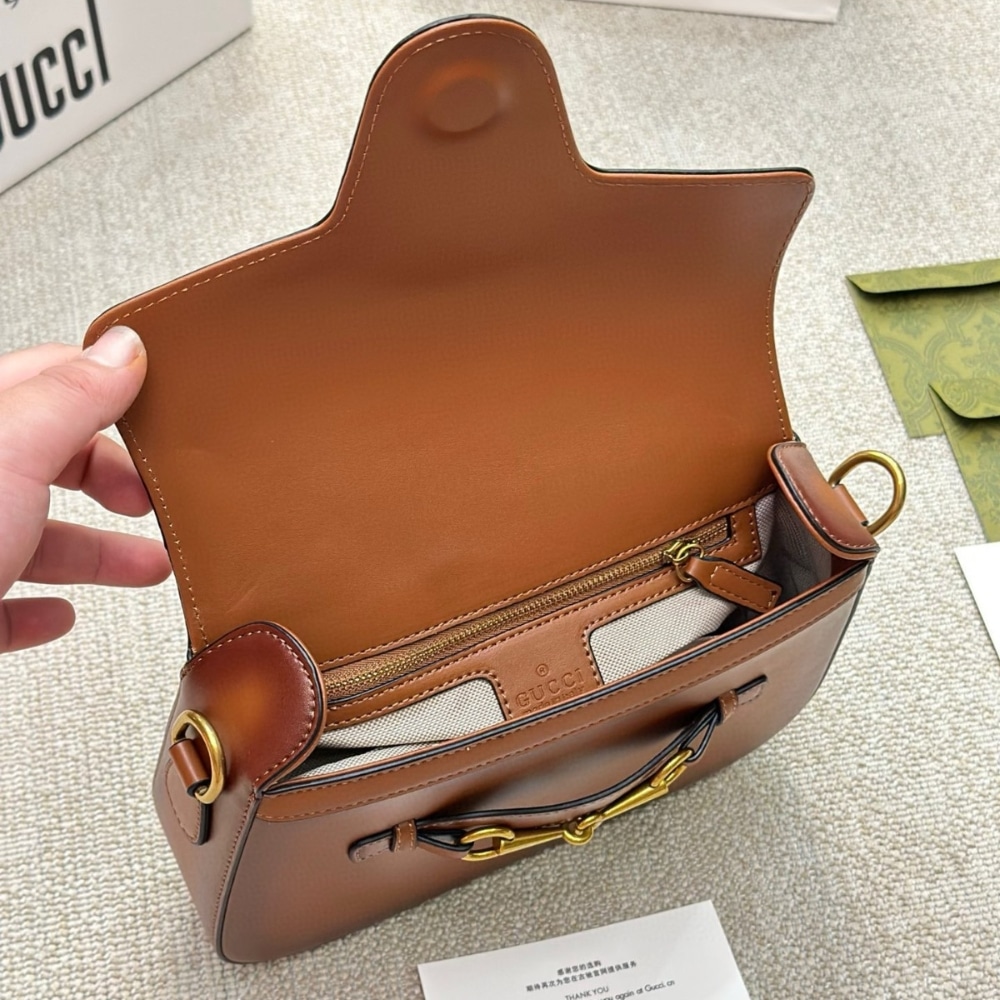 Gucci Lady Web Hand Stained Leather Shoulder Bag In Brown 25Cm 380573 B012A 2574