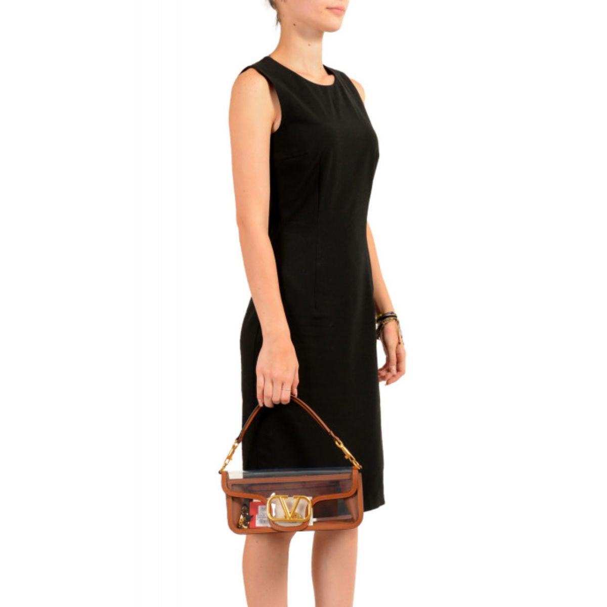 Valentino Garavani Locò Pvc And Leather Shoulder Bag Brown 24Cm