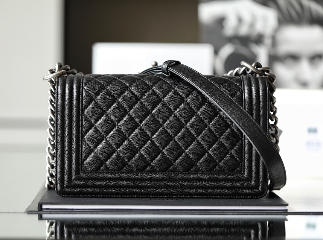 Chanel Medium Boy Black Caviar With Ruthenium Hardware 25cm
