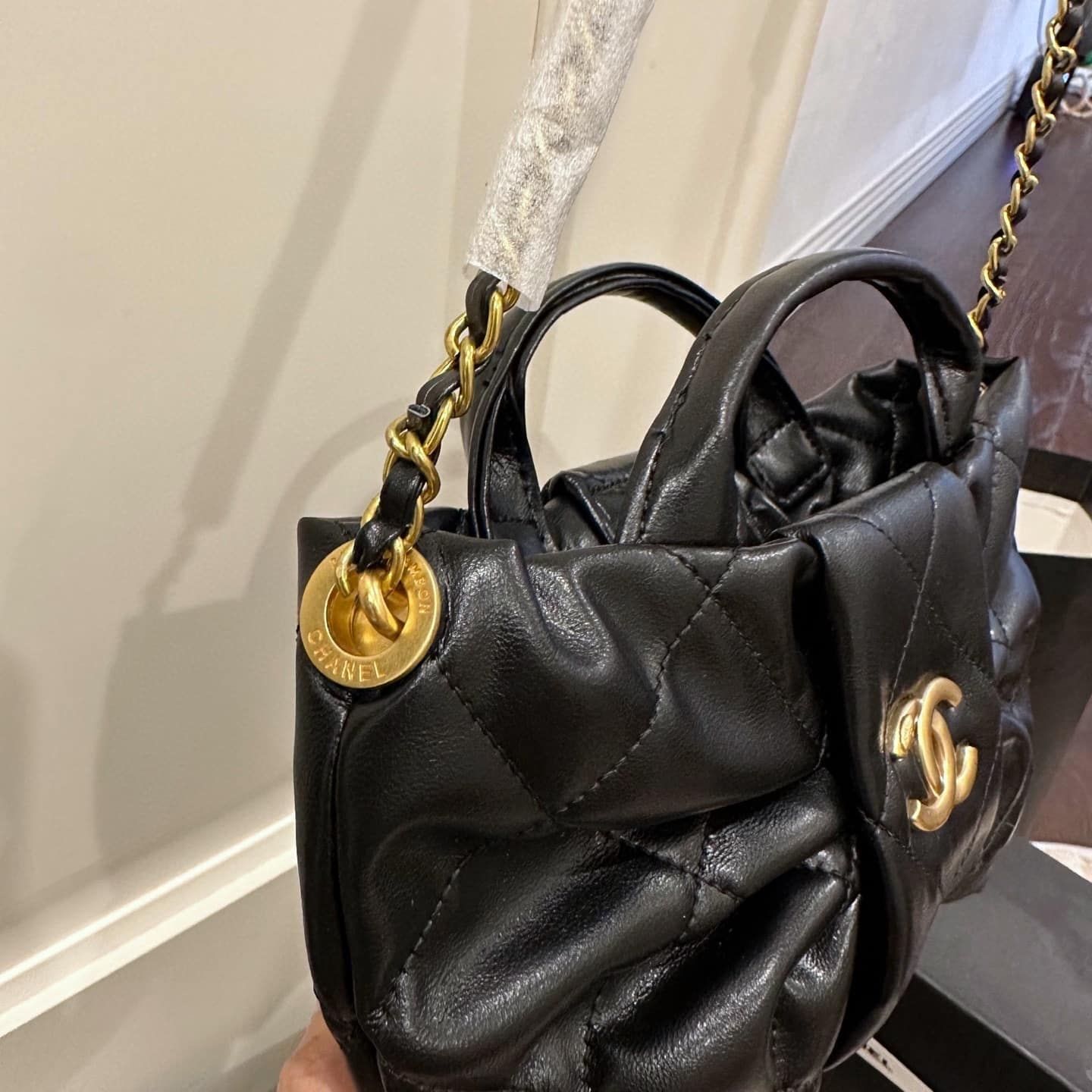 Chanel Mini Bow Bag Shiny And Gold Tone Metal Black 21Cm As5849 B22148 94305