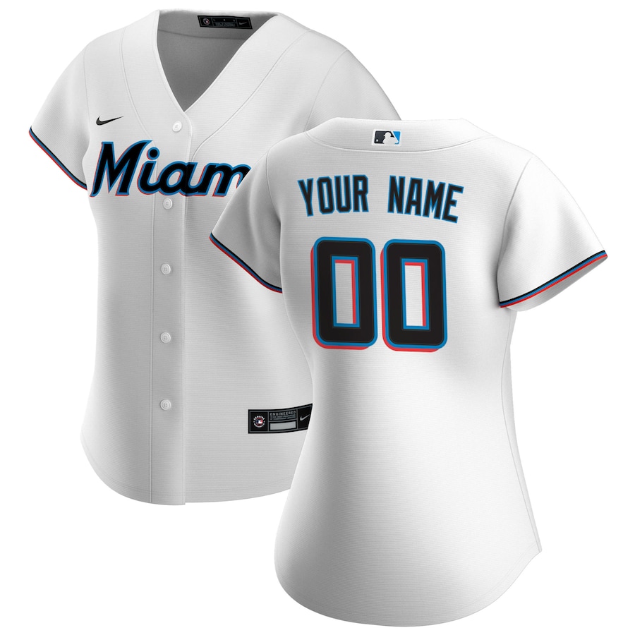 Miami Marlins Women's Home Custom Jersey White
