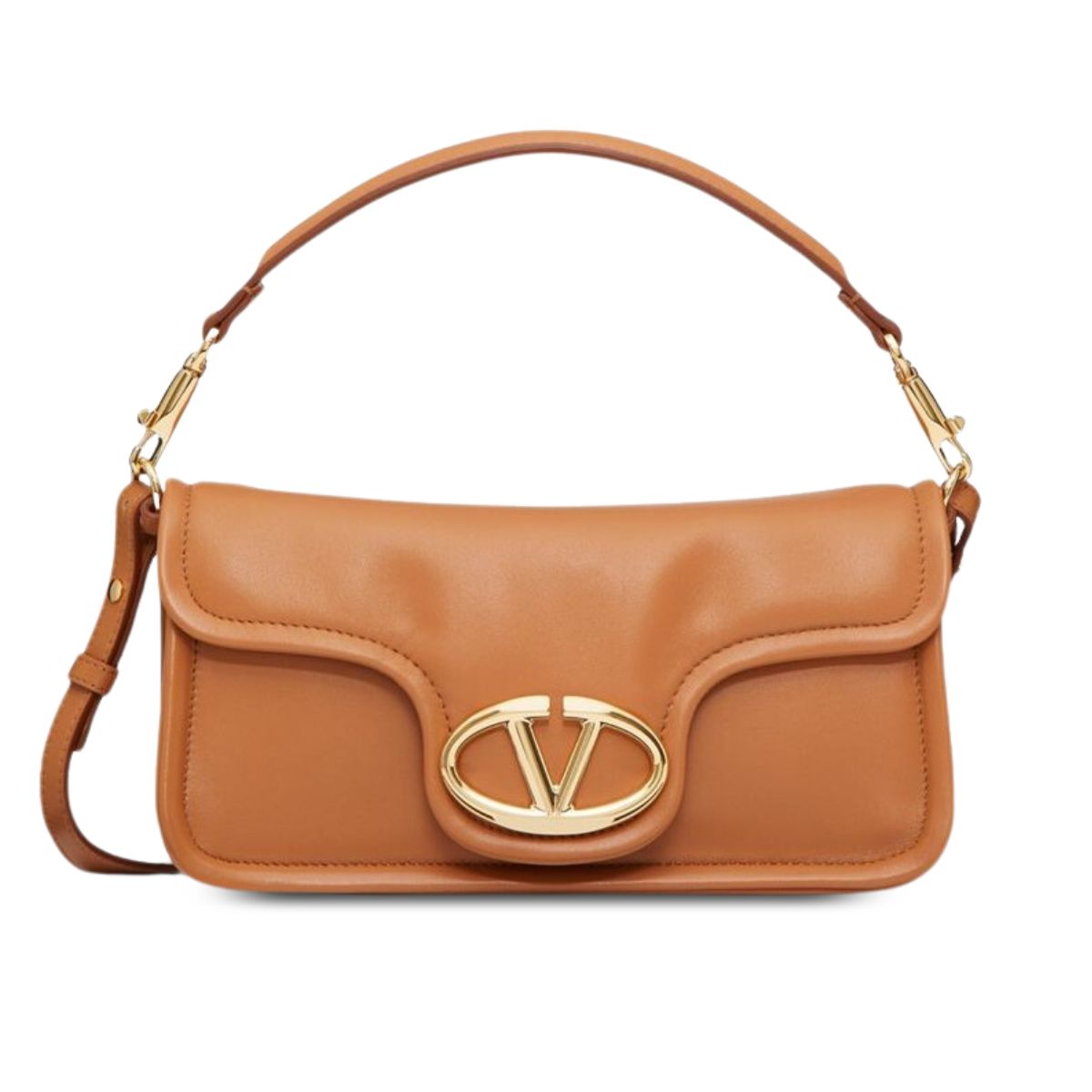 Valentino Garavani VLogo 1960 Nappa Leather Shoulder Bag Brown 28Cm