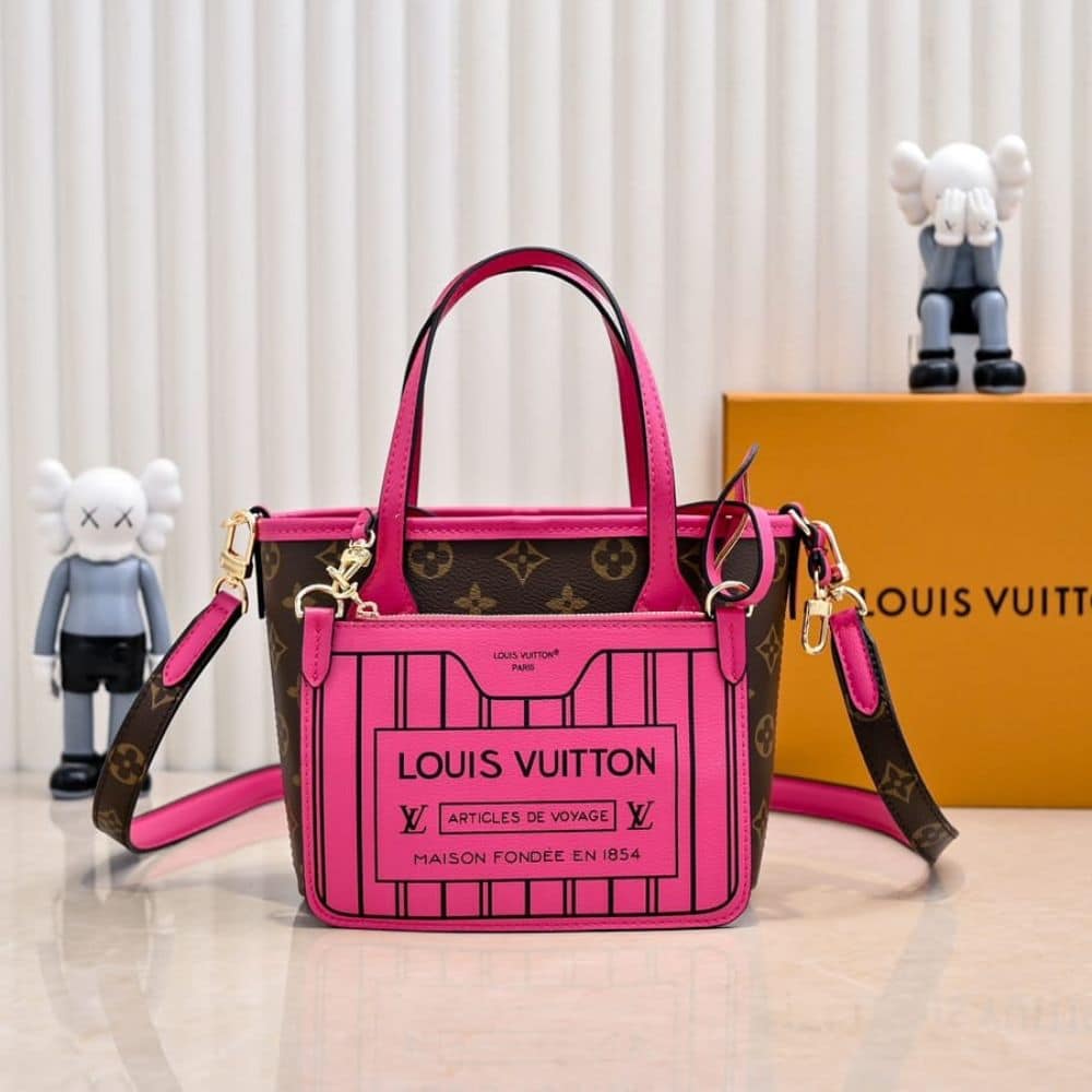 Louis Vuitton Neverfull Bandoulière Inside Out BB Monogram Rose 20Cm M12106