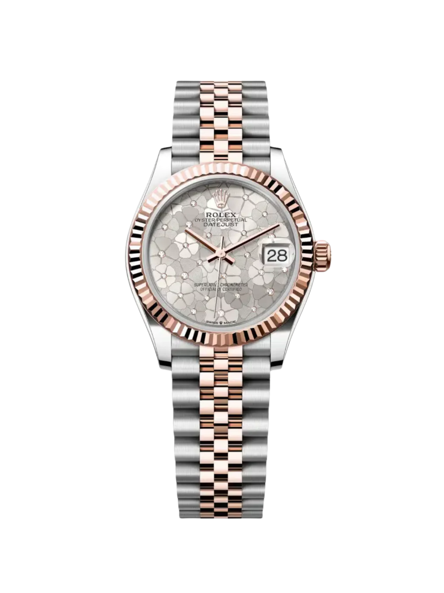 Rolex Datejust m278271-0031/0032 Silver Floral Motif 31mm Dial Oyster Bracelet Watch