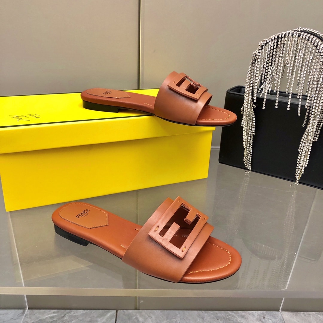 Fendi Baguette Brown Leather Slides 8R8136Ae7Tf1C4R