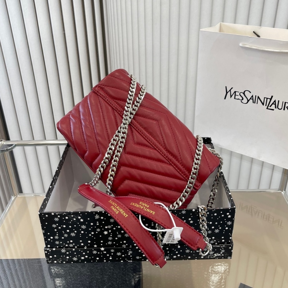 Saint Laurent Loulou Small Chain Bag Wine Red 25cm