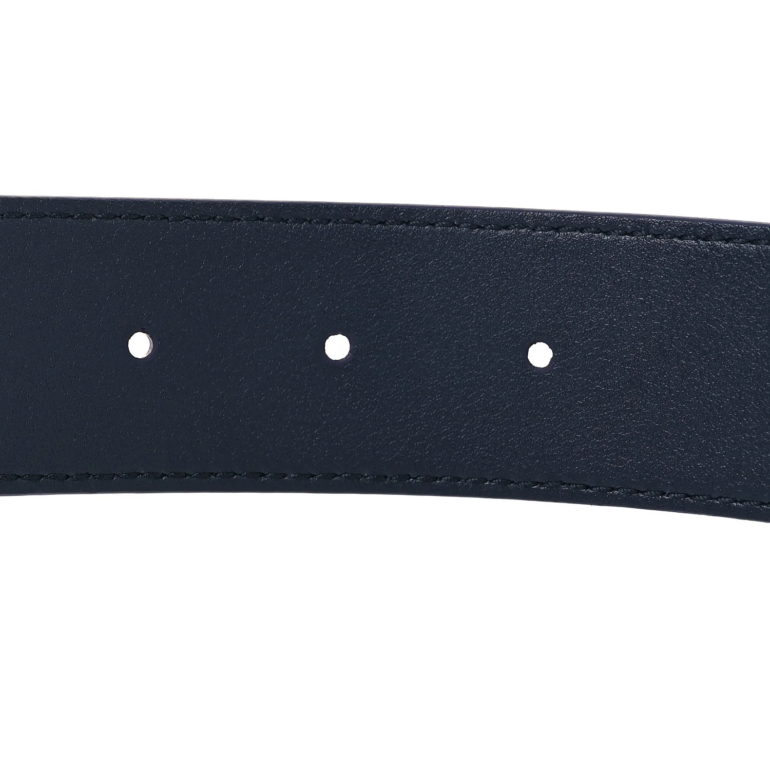 Moon Calfskin Round Plaque 35mm Belt 100 40 Navy