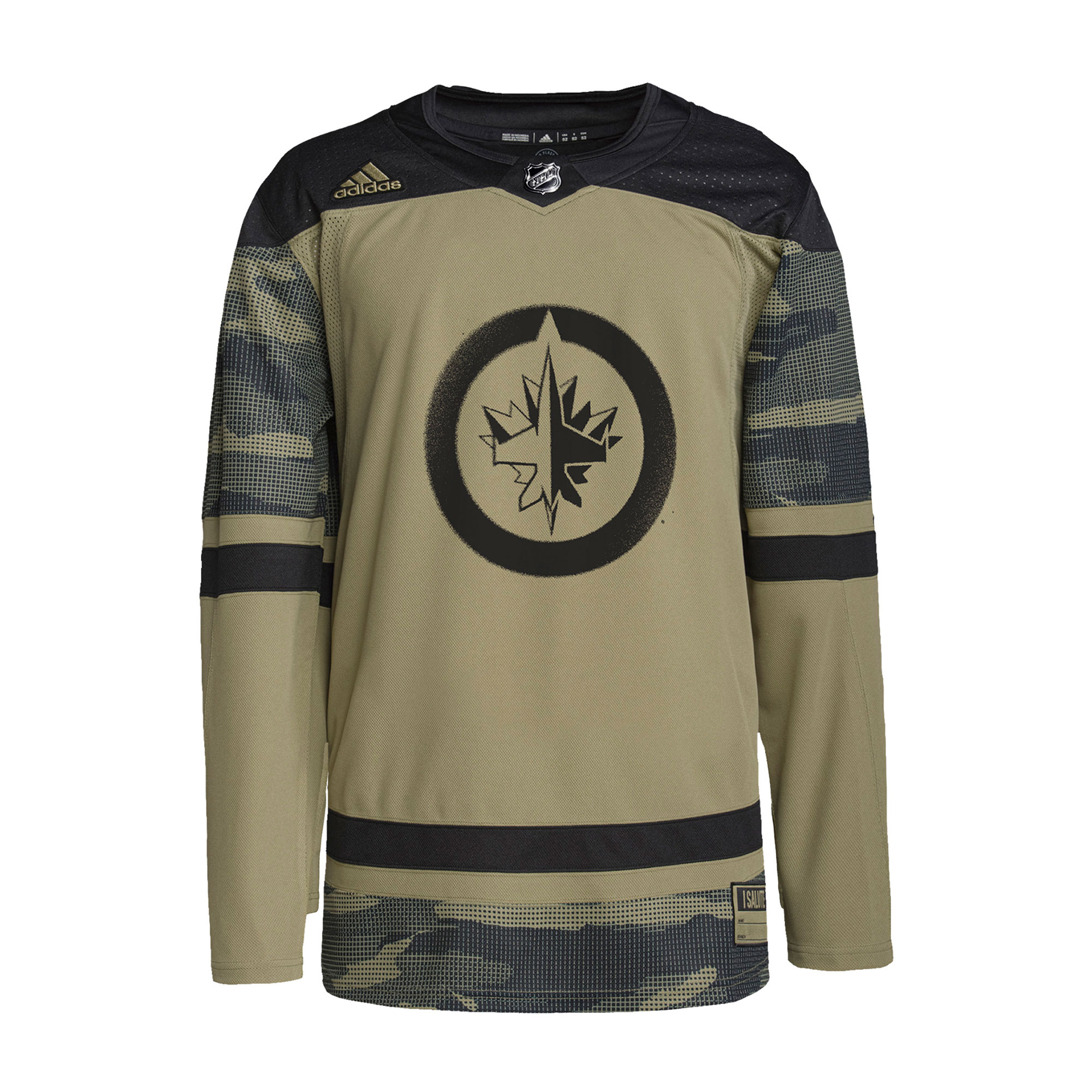 Winnipeg Jets adidas Logo Military Appreciation Team Authentic Practice Jersey – Camo