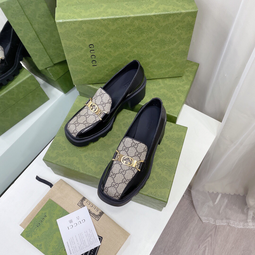Gucci Ladies Interlocking Double G Loafers 670417 Dksm0 1063