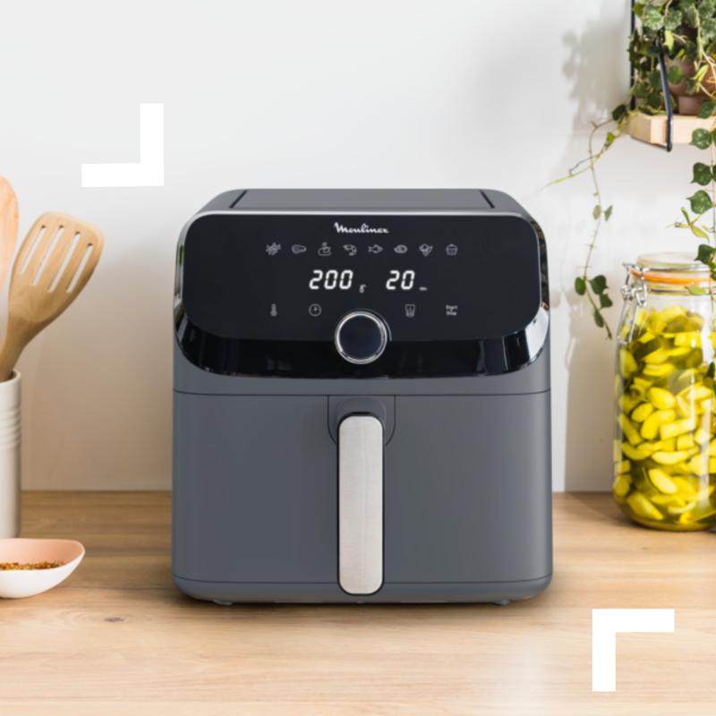 Friteuse Airfryer Easy Fry MOULINEX，8L, Jusqu'à 8 personnes, 6 Programmes intuitifs, Air Fryer, Repas complet, synchronisation, Économie d'énergie