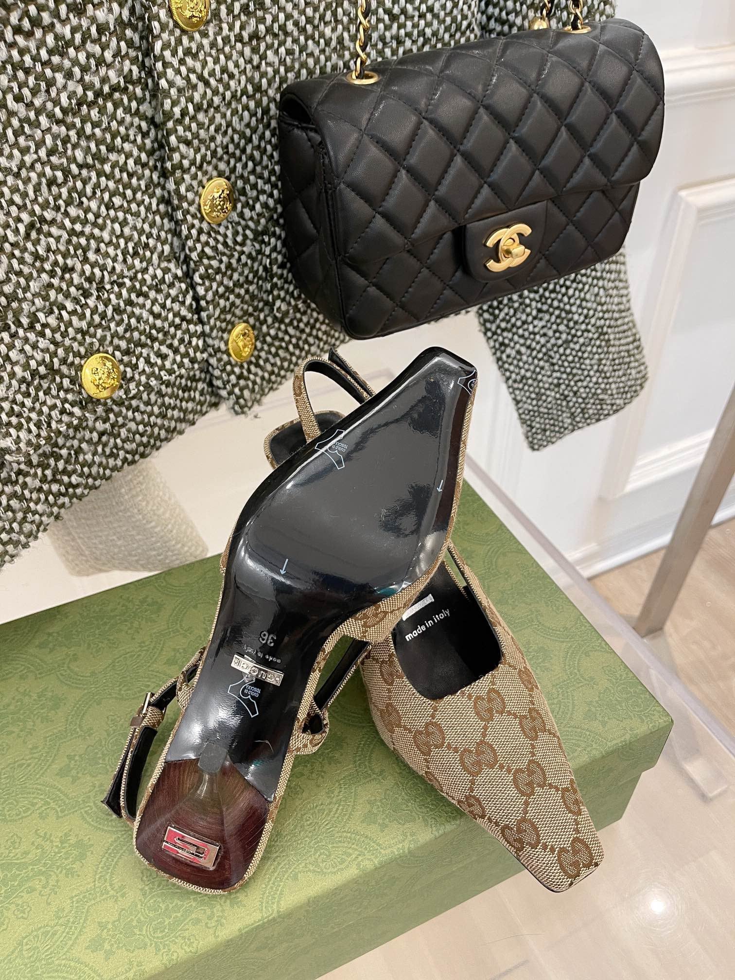 Gucci Women?S Gg Slingback Pump Beige ?675420 Ky980 9763