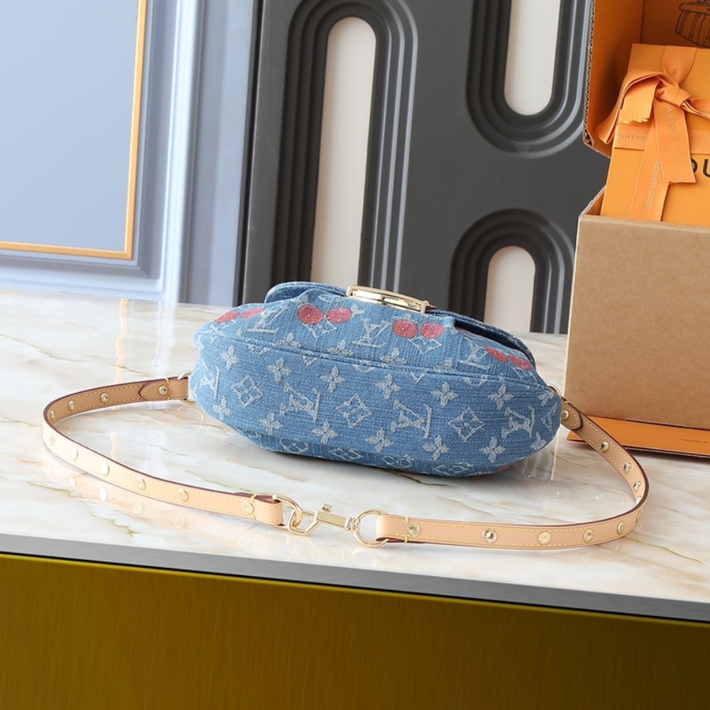 Louis Vuitton X Takashi Murakami Sunset Monogram Cherry Denim Bag 27cm M13680