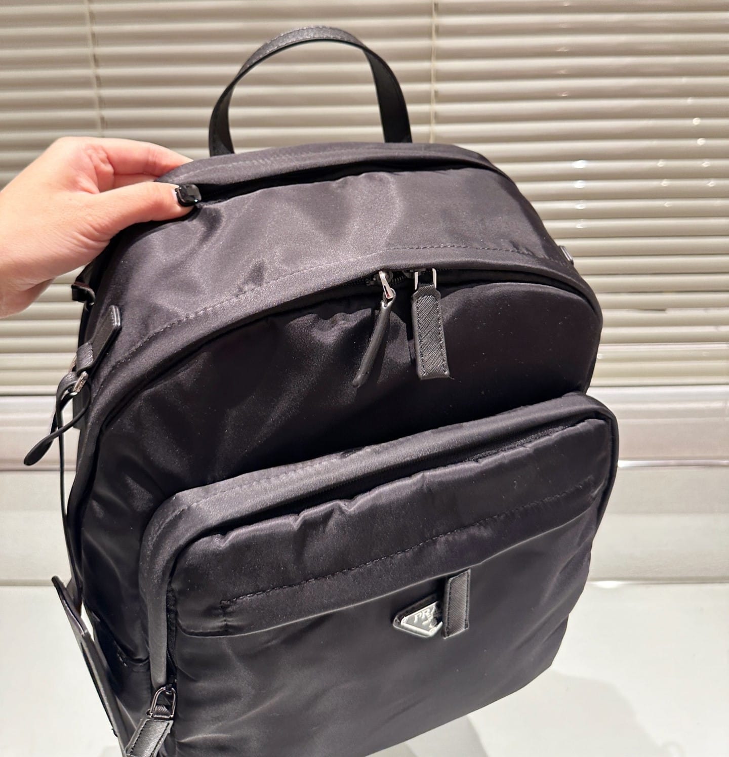 Prada Re Nylon And Saffiano Leather Backpack Black 43Cm