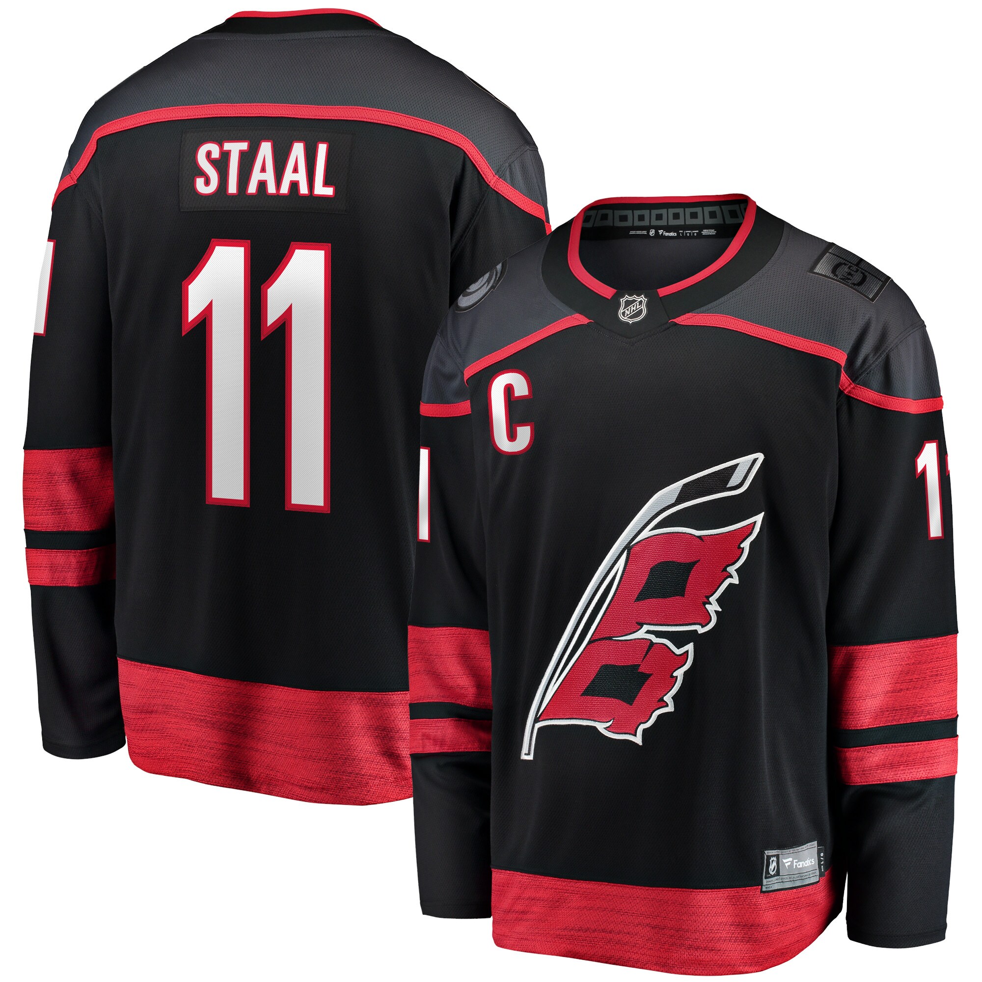 Jordan Staal Carolina Hurricanes Fanatics Home Captain Patch Breakaway Player Jersey – Black