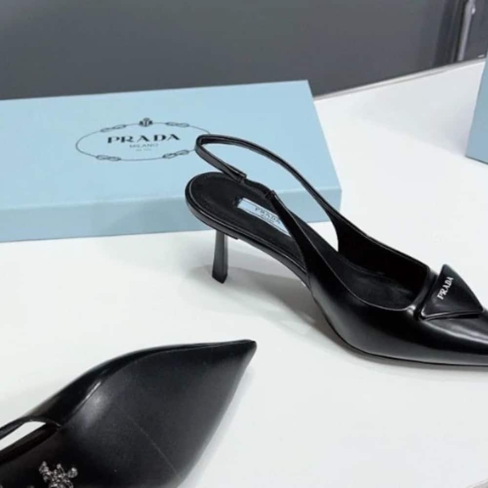 Prada Brushed Leather Slingback Pumps Black 1I901M 055 F0002 F 075
