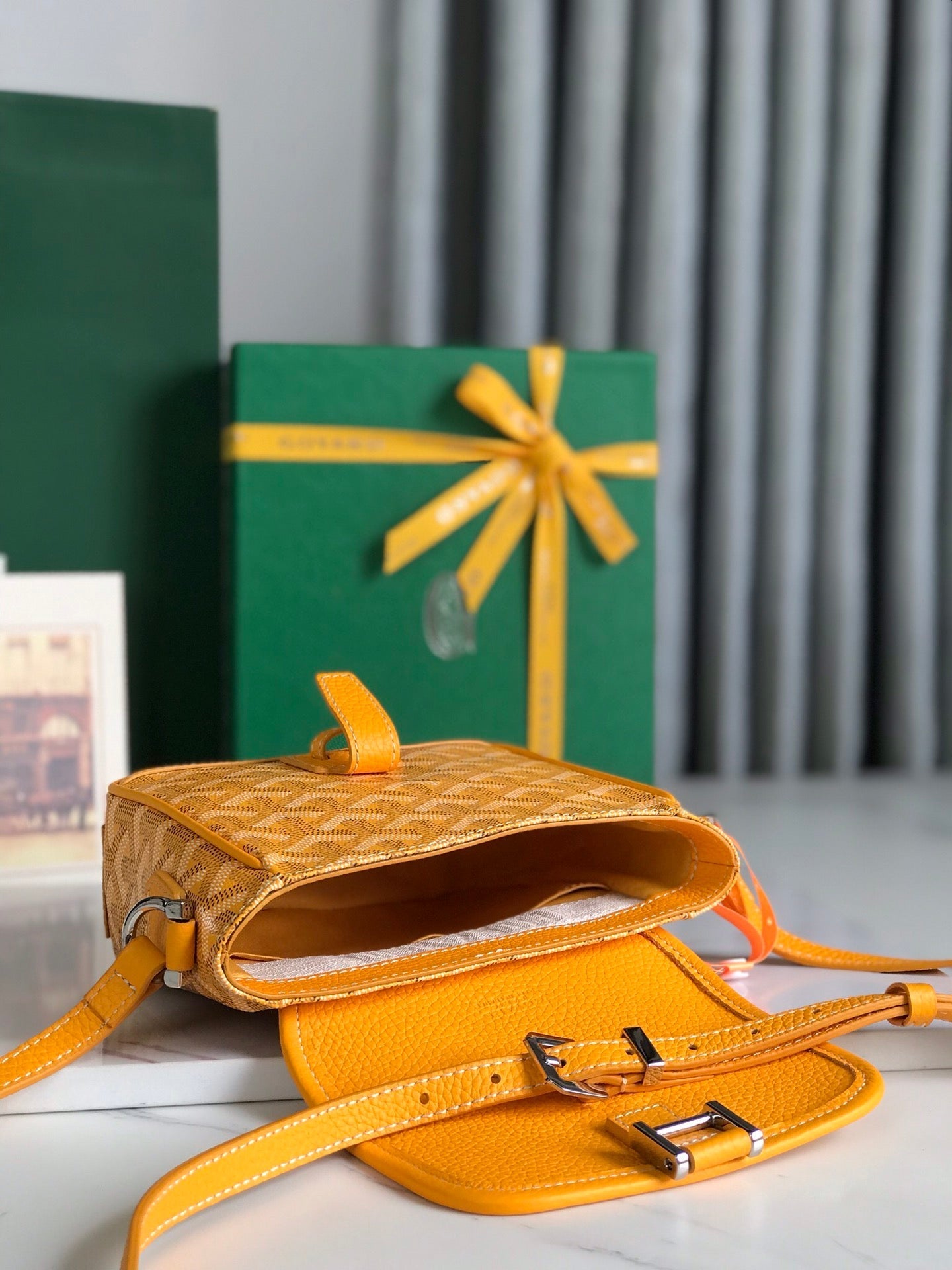 Goyard Grand Bleu 16cm Yellow Goyardine Canvas And Lambskin