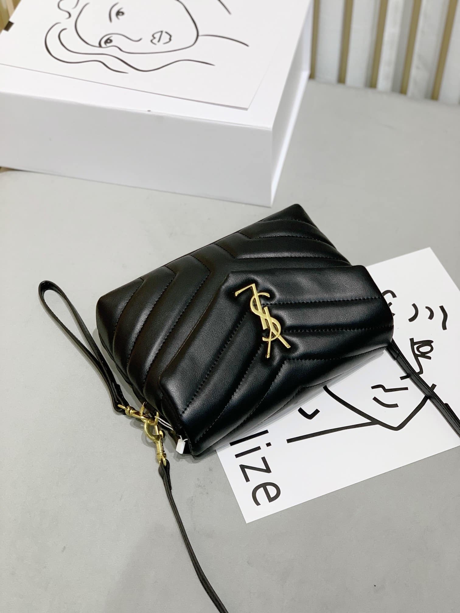 Saint Laurent Loulou Toy Strap Bag In Quilted Y Leather Black
