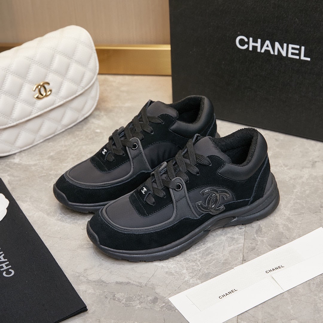 Chanel Suede Reflective Sneakers Black