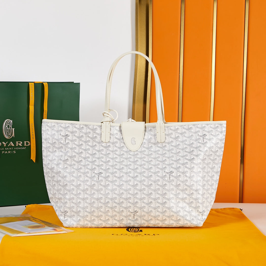 Goyard Saint Louis Pm 34Cm White Canvas Chevroches Calfskin