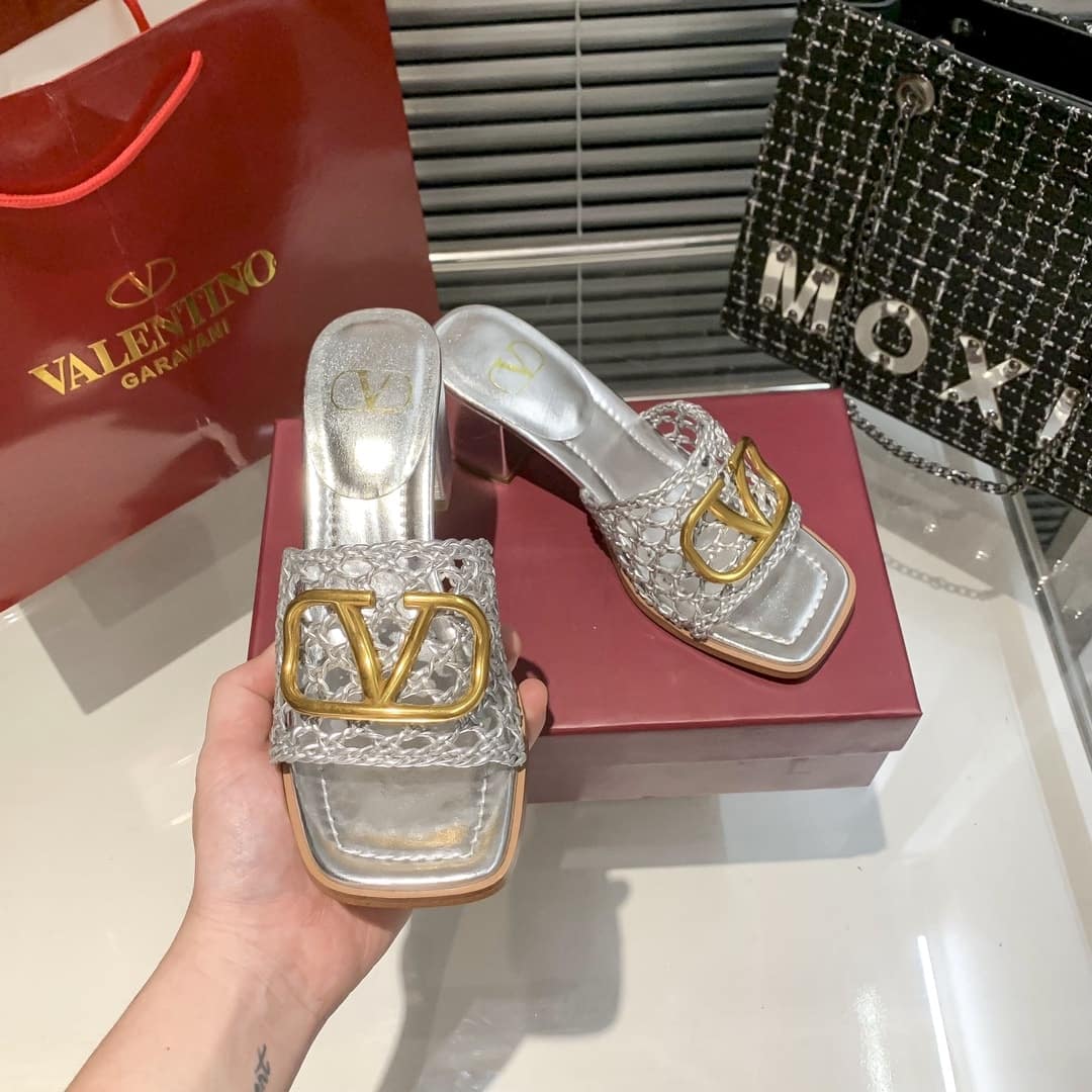 Valentino Garavani VLogo Sandal Silver