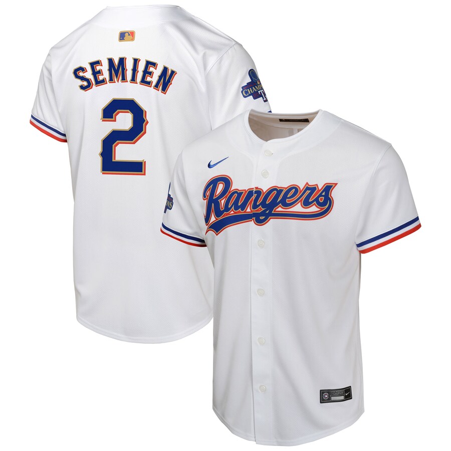 Marcus Semien Texas Rangers Youth 2024 Gold Collection Limited Player Jersey  White