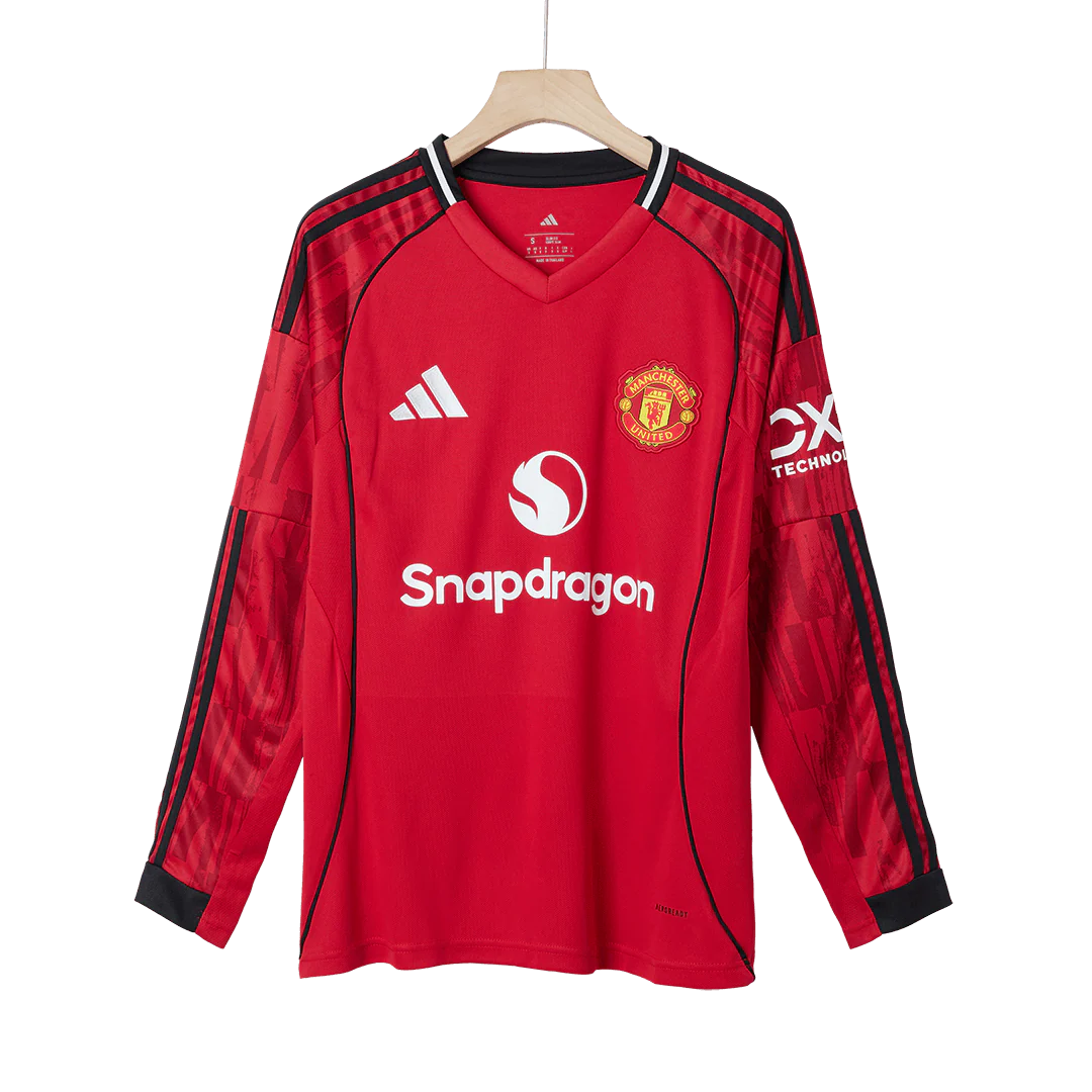 Manchester United Home Long Sleeve Soccer Jersey 2025/26