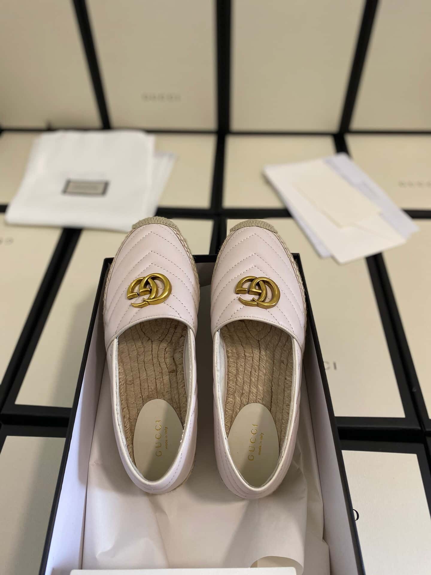 Gucci Leather Espadrille With Double G White ?551890 Bko00 1000