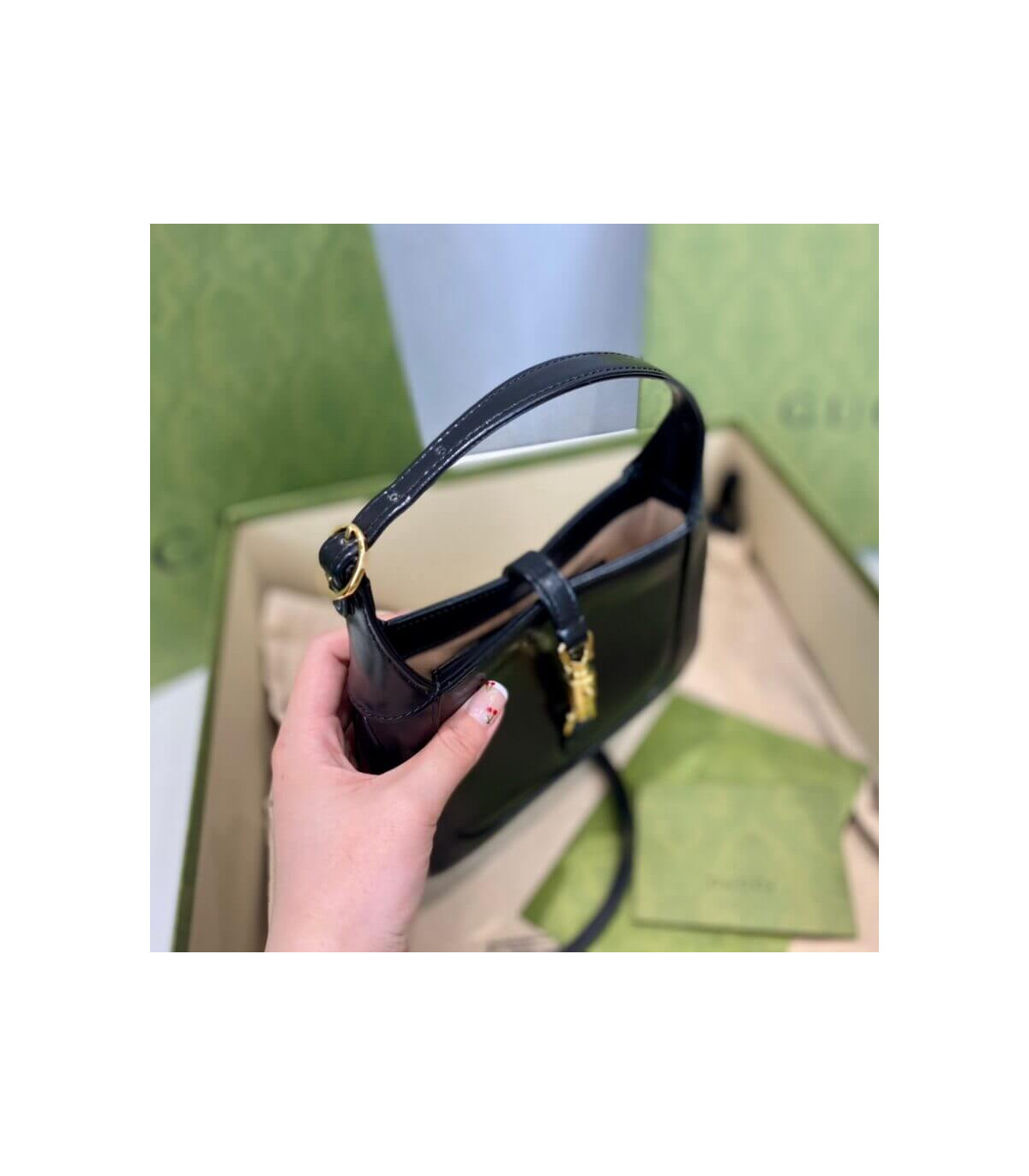 Gucci Jackie 1961 Mini Hobo Bag In Black Leather 19cm