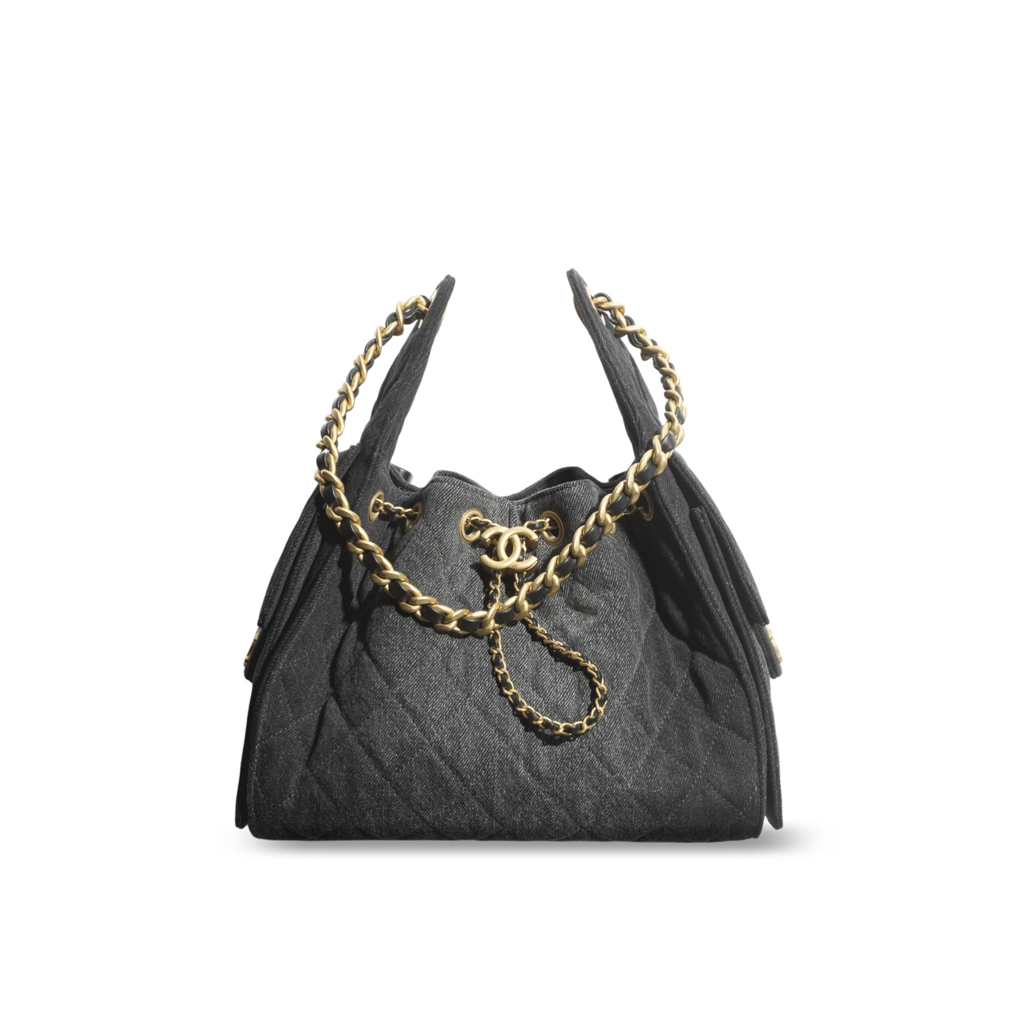 Chanel crossbody bag 25 Small Handbag Washed Denim & Gold-Tone Metal Black 30cm/11.8in