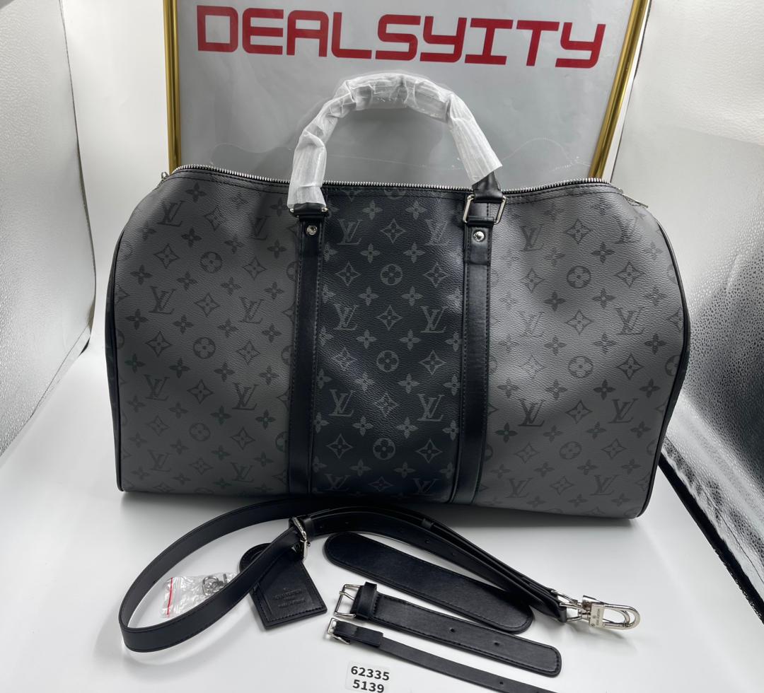 Louis Vuitton Keepall Bandouliere Monogram Eclipse Reverse 50 Gray 50cm M45392