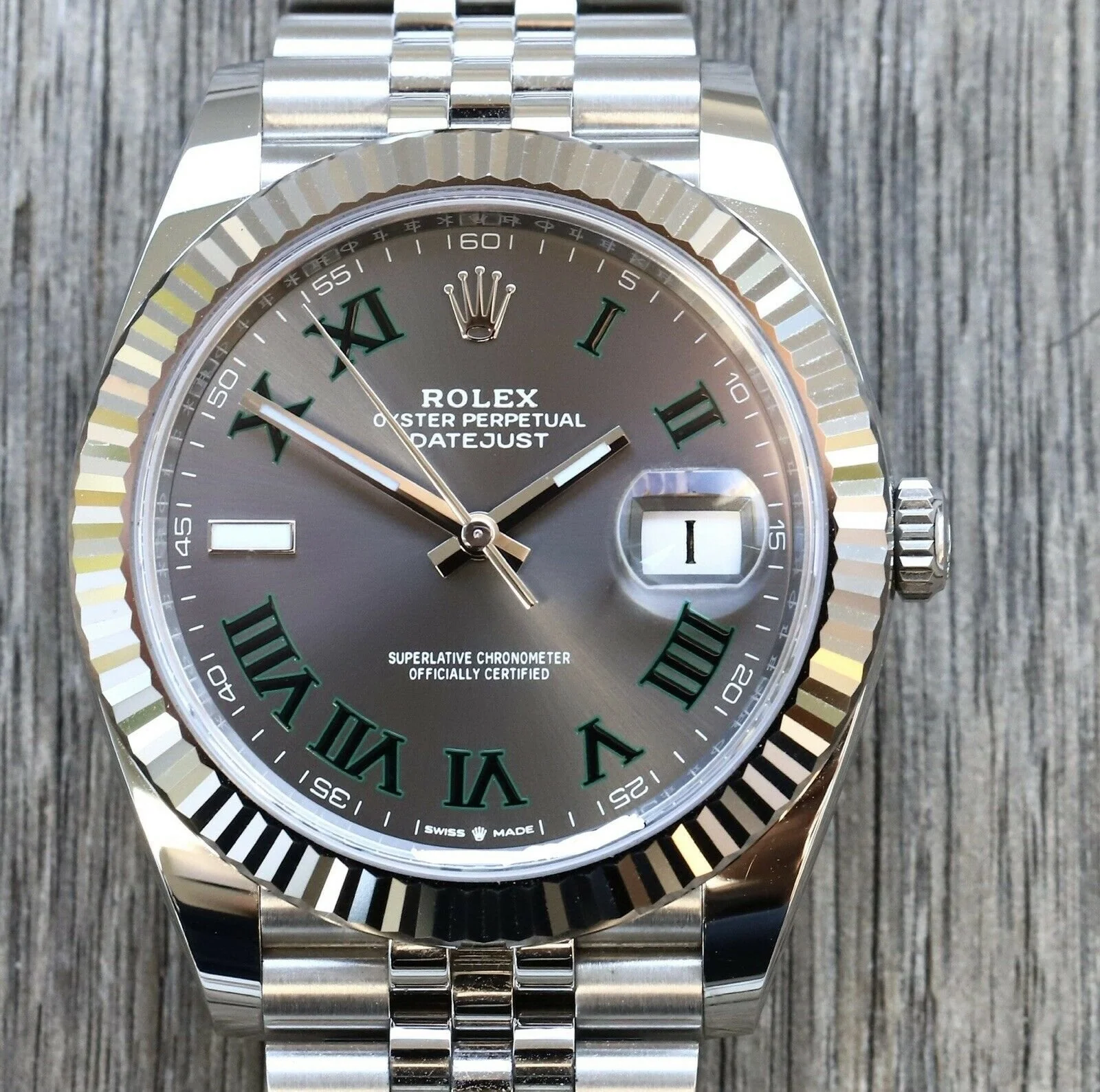 Rolex Datejust 41mm Rhodium Dial 126334 “Wimbledon” Flutted / Jubilee