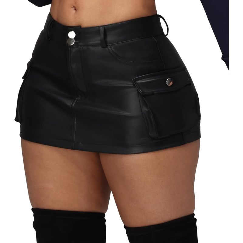 Women Sexy Leather Legging Shorts High Waist Faux