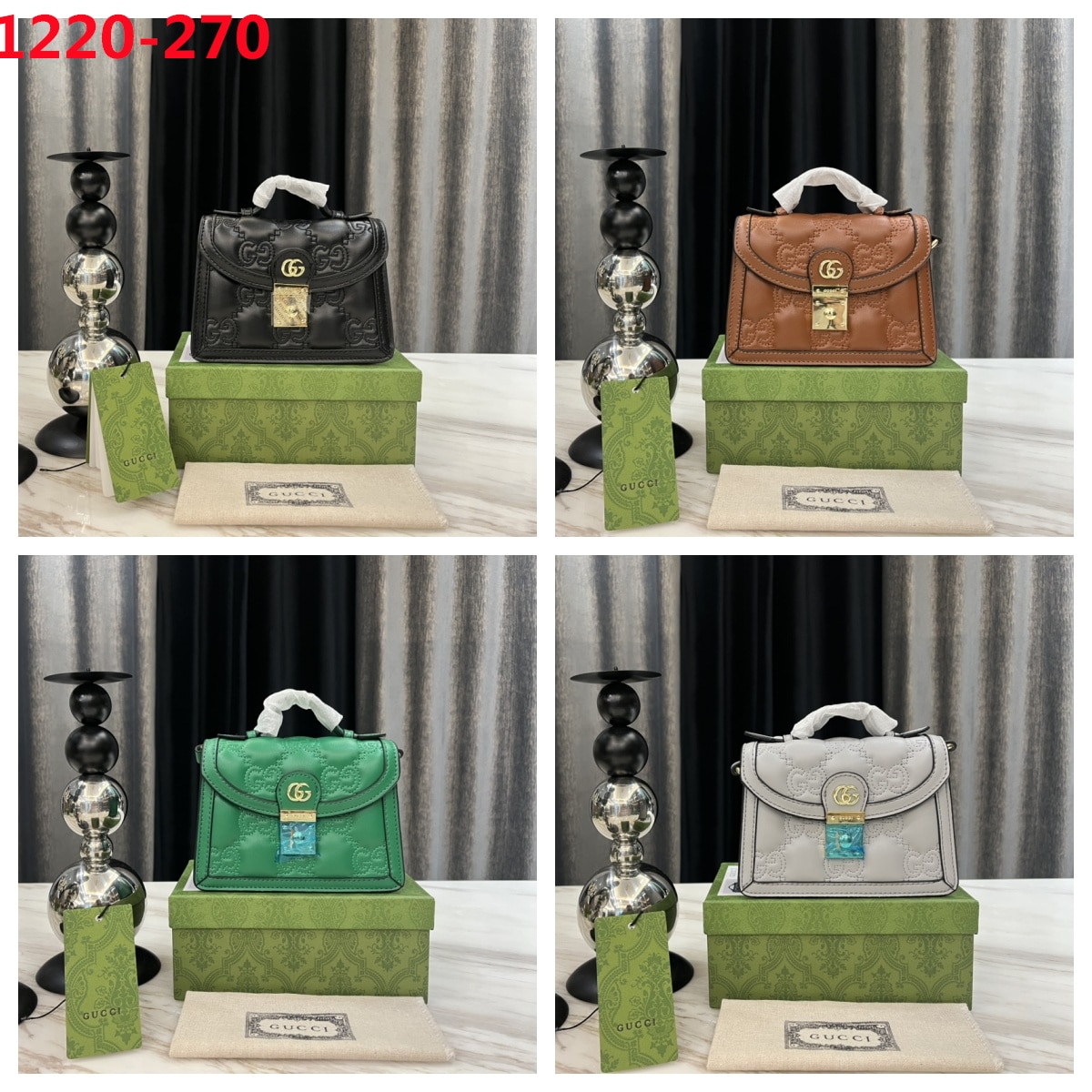 Gucci Gg Matelassé Small Top Handle Bag Brown 20Cm