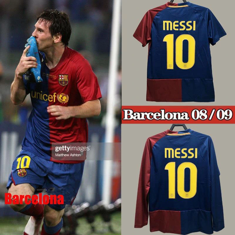 Retro 2008-09 Barcelona UCL Home MESSI PIQUE ETO'O XAVI A.INISTA ETO'O HENRY Football jersey retro