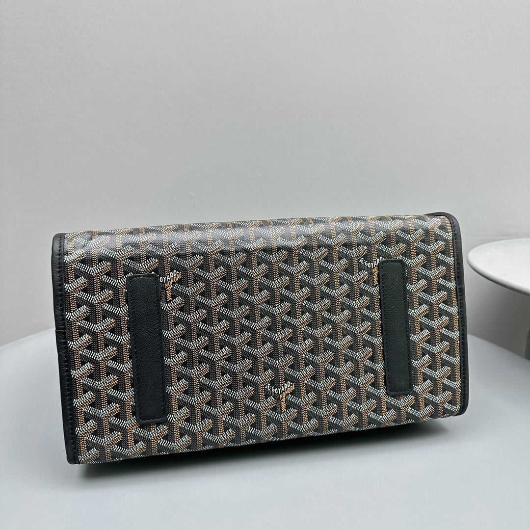 Goyard Leger Backpack 37 Cm Black Goyardine Canvas With Calfskin Trim