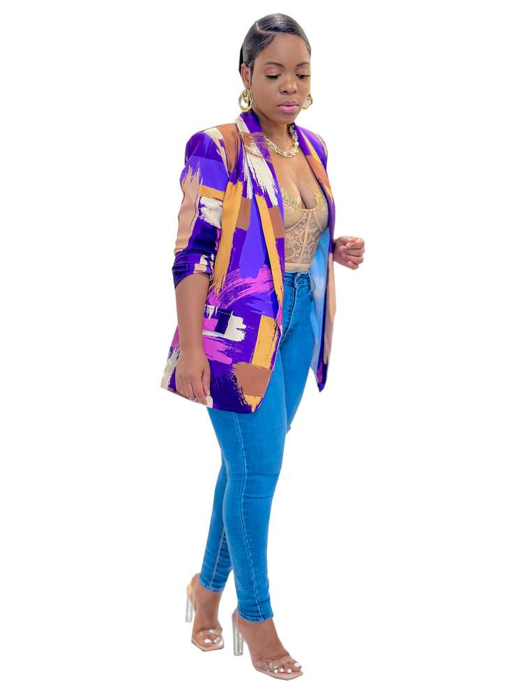 Contrast Color Lapel Casual Blazers