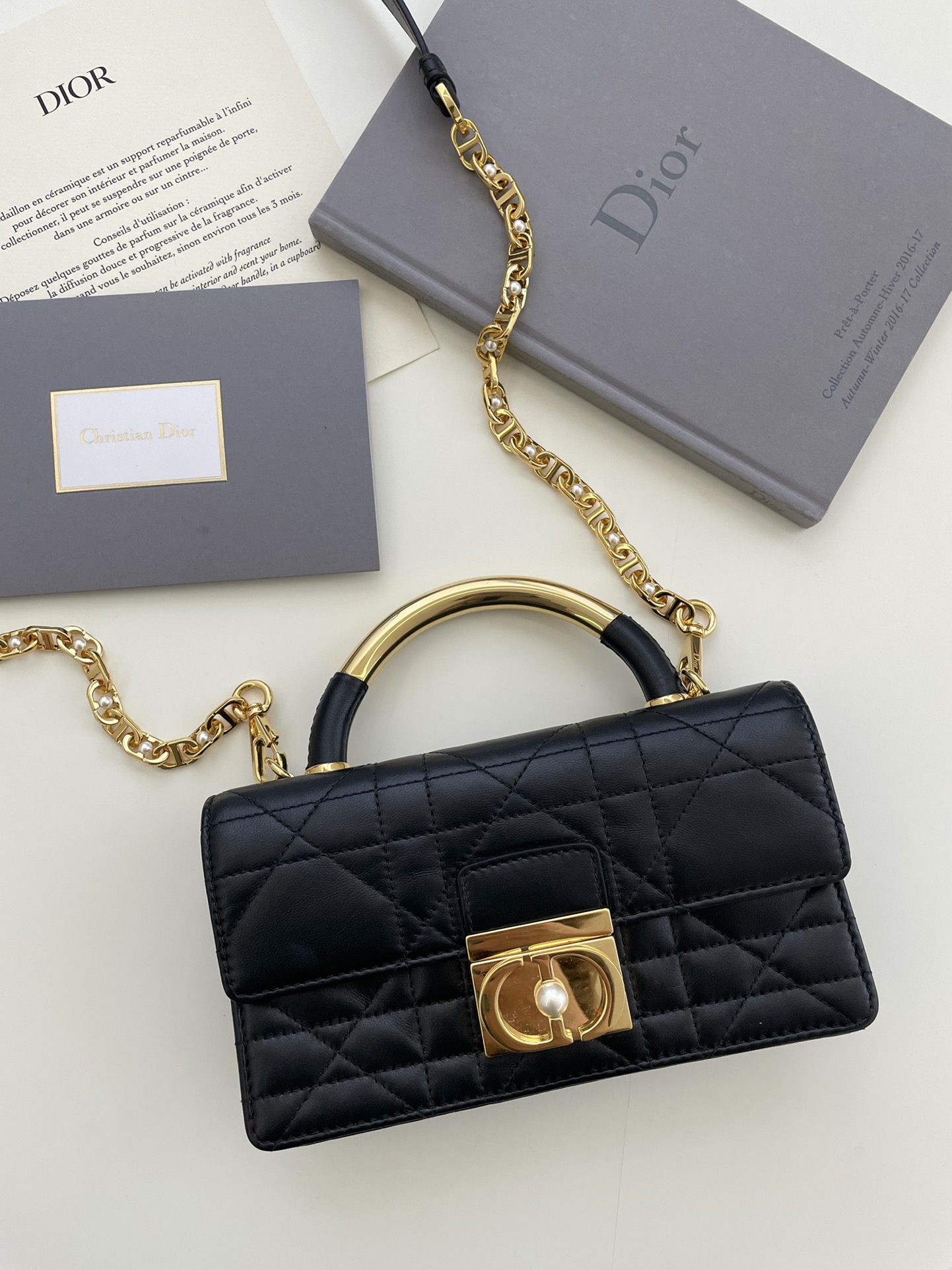 Dior MINI DIOR ANGE BAG Black Macrocannage Lambskin